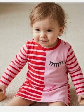 Stella McCartney 24mo Red & Light Pink Striped Dress